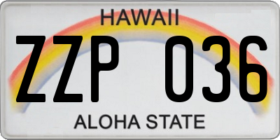 HI license plate ZZP036