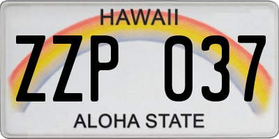 HI license plate ZZP037