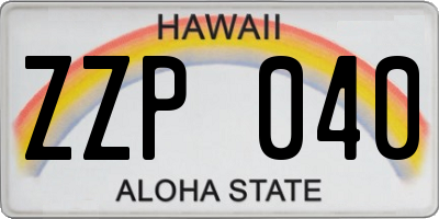 HI license plate ZZP040