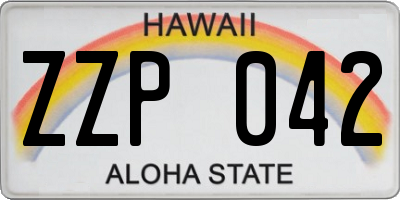 HI license plate ZZP042