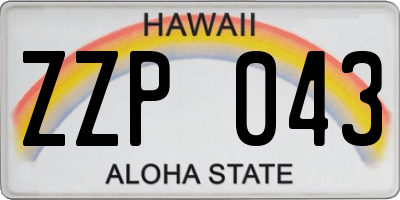 HI license plate ZZP043