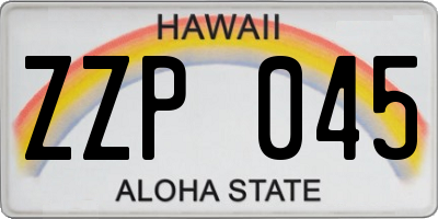 HI license plate ZZP045