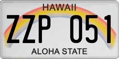 HI license plate ZZP051