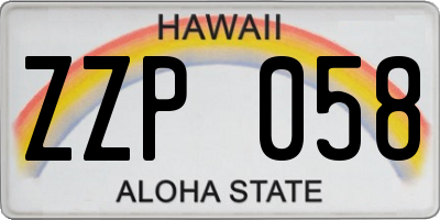 HI license plate ZZP058