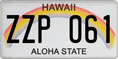 HI license plate ZZP061