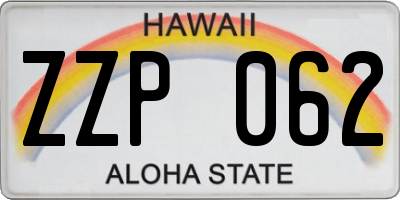 HI license plate ZZP062