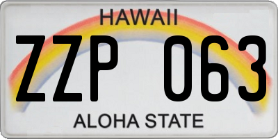 HI license plate ZZP063