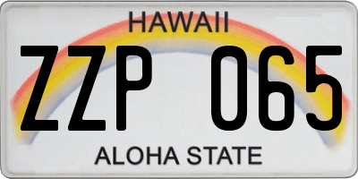 HI license plate ZZP065