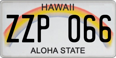 HI license plate ZZP066