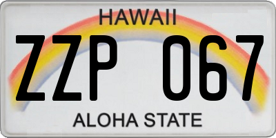 HI license plate ZZP067