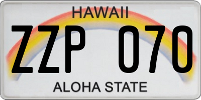 HI license plate ZZP070