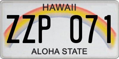 HI license plate ZZP071