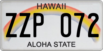 HI license plate ZZP072