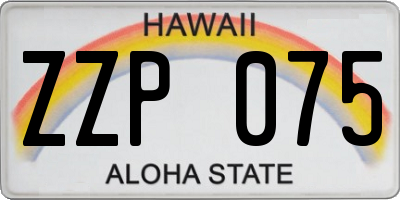 HI license plate ZZP075