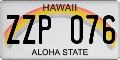 HI license plate ZZP076