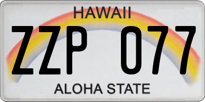 HI license plate ZZP077