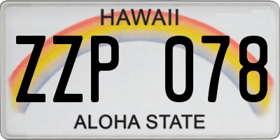 HI license plate ZZP078