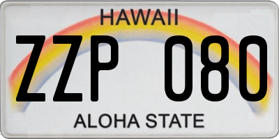 HI license plate ZZP080