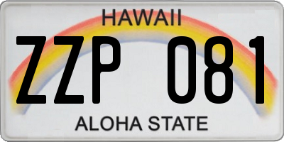 HI license plate ZZP081