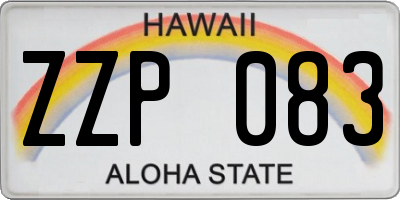 HI license plate ZZP083