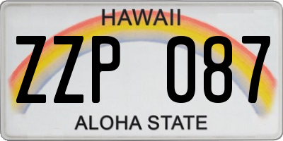 HI license plate ZZP087