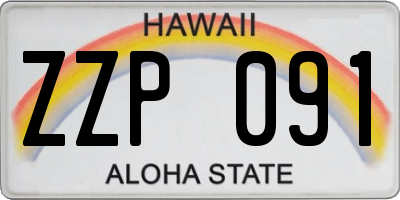 HI license plate ZZP091