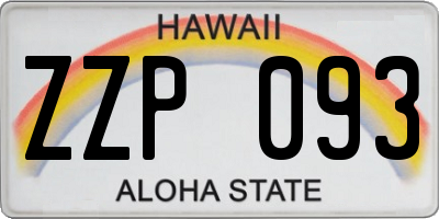 HI license plate ZZP093