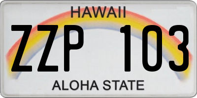 HI license plate ZZP103