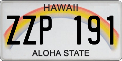 HI license plate ZZP191