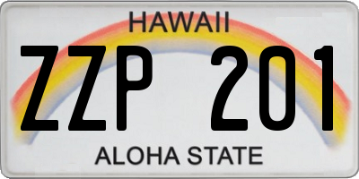 HI license plate ZZP201