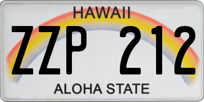 HI license plate ZZP212