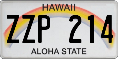 HI license plate ZZP214