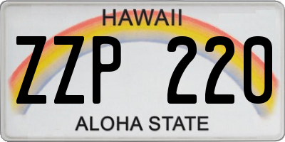 HI license plate ZZP220