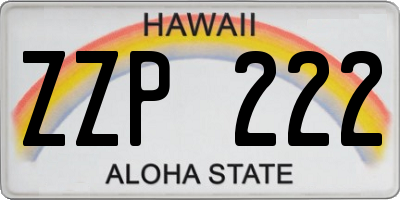 HI license plate ZZP222