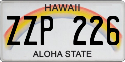 HI license plate ZZP226