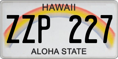 HI license plate ZZP227