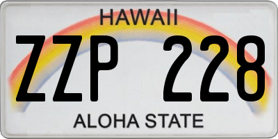 HI license plate ZZP228