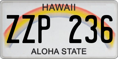 HI license plate ZZP236