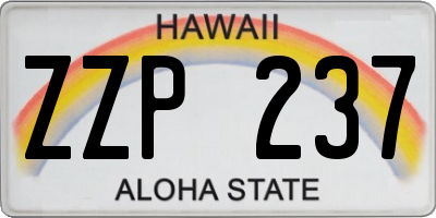 HI license plate ZZP237