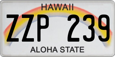 HI license plate ZZP239