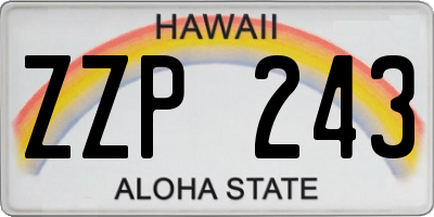 HI license plate ZZP243