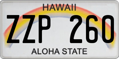 HI license plate ZZP260