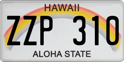 HI license plate ZZP310