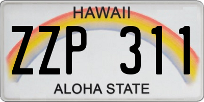 HI license plate ZZP311