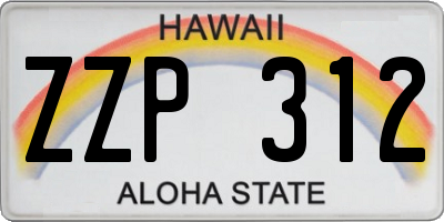 HI license plate ZZP312