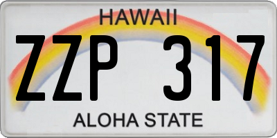 HI license plate ZZP317