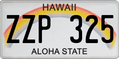 HI license plate ZZP325