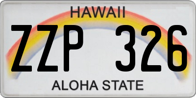 HI license plate ZZP326