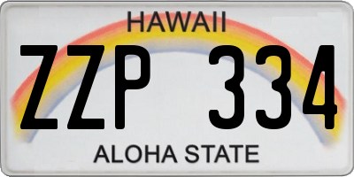 HI license plate ZZP334