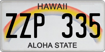 HI license plate ZZP335